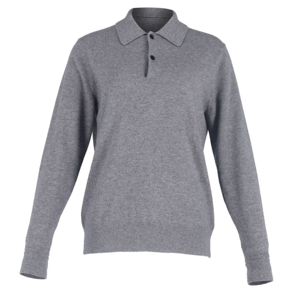 Mr. P. Long Sleeve Polo Shirt in Grey Cashmere
